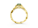 Yellow gold Fancy Green Emerald  Solitaire Twist Band Six-Prong Setting 4
