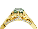 Yellow gold Fancy Green Emerald  Solitaire Twist Band Six-Prong Setting 5