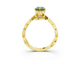 Yellow gold Fancy Green Emerald  Solitaire Twist Band with Leaf Prong Setting 5