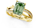 Yellow gold Fancy Green Emerald  Solitaire Twist Band with Pavé Accents and Four-Prong Setting_22