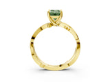 Yellow gold Fancy Green Emerald  Solitaire Twist Band with Pavé Accents and Four-Prong Setting_24