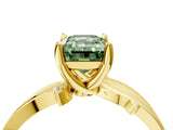 Yellow gold Fancy Green Emerald  Solitaire Twist Band with Pavé Accents and Four-Prong Setting_25