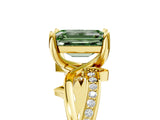 Yellow gold Fancy Green Emerald  Solitaire Twist Band with Pavé Accents and Four-Prong Setting_26