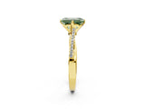 Yellow gold Fancy Green Emerald  Solitaire Twist Band with Pavé Diamonds and Four-Prong Setting_55