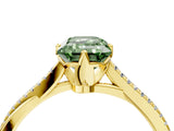 Yellow gold Fancy Green Emerald  Solitaire Twist Band with Pavé Diamonds and Four-Prong Setting_57
