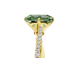 Yellow gold Fancy Green Emerald  Solitaire Twist Band with Pavé Diamonds and Four-Prong Setting_58