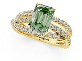 Yellow gold Fancy Green Emerald  Solitaire Twist Band with Pavé Setting and Four-Prong Setting_116
