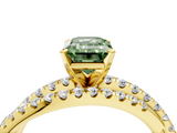 Yellow gold Fancy Green Emerald  Solitaire Twist Band with Pavé Setting and Four-Prong Setting_119