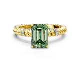 Yellow gold Fancy Green Emerald  Solitaire Twisted Band Prong Set Engagement Ring_61