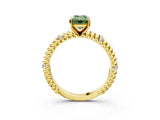 Yellow gold Fancy Green Emerald  Solitaire Twisted Band Prong Set Engagement Ring_64