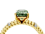Yellow gold Fancy Green Emerald  Solitaire Twisted Band Prong Set Engagement Ring_65