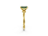 Yellow gold Fancy Green Emerald  Solitaire Twisted Band with Bead Prong Setting_281
