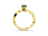 Yellow gold Fancy Green Emerald  Solitaire Twisted Band with Bead Prong Setting_282