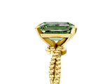 Yellow gold Fancy Green Emerald  Solitaire Twisted Band with Bead Prong Setting_284