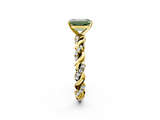 Yellow gold Fancy Green Emerald  Solitaire Twisted Band with Pavé Accents and Four-Prong Setting_5