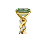 Yellow gold Fancy Green Emerald  Solitaire Twisted Band with Pavé Accents and Four-Prong Setting_8