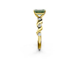 Yellow gold Fancy Green Emerald  Solitaire Twisted Band with Prong Setting 2