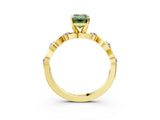 Yellow gold Fancy Green Emerald  Solitaire Twisted Band with Prong Setting 3