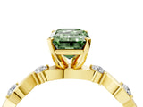 Yellow gold Fancy Green Emerald  Solitaire Twisted Band with Prong Setting 4