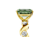 Yellow gold Fancy Green Emerald  Solitaire Twisted Band with Prong Setting 5