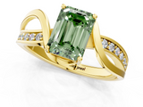 Yellow gold Fancy Green Emerald  Solitaire Twisted Band with Prong Setting_4