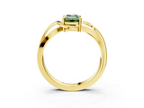 Yellow gold Fancy Green Emerald  Solitaire Twisted Band with Prong Setting_6