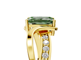 Yellow gold Fancy Green Emerald  Solitaire Twisted Band with Prong Setting_8