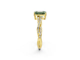 Yellow gold Fancy Green Emerald  Solitaire Twisted Pave Diamond Ring with Four-Prong Setting_103
