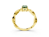 Yellow gold Fancy Green Emerald  Solitaire Twisted Pave Diamond Ring with Four-Prong Setting_104