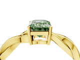 Yellow gold Fancy Green Emerald  Solitaire Twisted Pave Diamond Ring with Four-Prong Setting_105