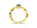 Yellow gold Fancy Green Emerald  Solitaire Twisted Pave Diamond Ring with Four-Prong Setting_15