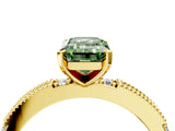 Yellow gold Fancy Green Emerald  Solitaire with Pavé Band and Four-Prong Setting_335