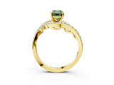 Yellow gold Fancy Green Emerald  Solitaire with Pavé Twist Band and Four-Prong Setting_79