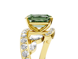 Yellow gold Fancy Green Emerald  Solitaire with Pavé Twist Band and Four-Prong Setting_81