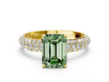Yellow gold Fancy Green Emerald  Solitaire with Pave Band and Four-Prong Setting_3