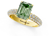 Yellow gold Fancy Green Emerald  Solitaire with Pave Band and Four-Prong Setting_4