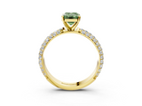 Yellow gold Fancy Green Emerald  Solitaire with Pave Band and Four-Prong Setting_6