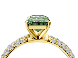 Yellow gold Fancy Green Emerald  Solitaire with Pave Band and Four-Prong Setting_7