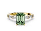Yellow gold Fancy Green Emerald  Solitaire with Side Baguettes and Channel Set Band_61