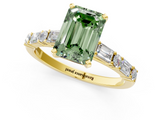 Yellow gold Fancy Green Emerald  Solitaire with Side Baguettes and Channel Set Band_62