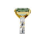 Yellow gold Fancy Green Emerald  Solitaire with Side Baguettes and Channel Set Band_66