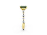 Yellow gold Fancy Green Emerald  Solitaire with Side Stones on a Pavé Band and Four-Prong Setting_25