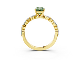Yellow gold Fancy Green Emerald  Solitaire with Side Stones on a Pavé Band and Four-Prong Setting_26