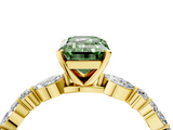 Yellow gold Fancy Green Emerald  Solitaire with Side Stones on a Pavé Band and Four-Prong Setting_27