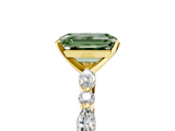 Yellow gold Fancy Green Emerald  Solitaire with Side Stones on a Pavé Band and Four-Prong Setting_28