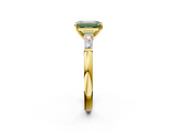 Yellow gold Fancy Green Emerald  Solitaire with Tapered Baguette Side Stones on a Classic Band with Four-Prong Setting_92