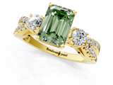 Yellow gold Fancy Green Emerald  Three-Stone Diamond Ring with Pavé Split Shank and Four-Prong Setting_62