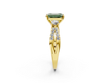 Yellow gold Fancy Green Emerald  Three-Stone Diamond Ring with Pavé Split Shank and Four-Prong Setting_63