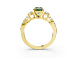 Yellow gold Fancy Green Emerald  Three-Stone Diamond Ring with Pavé Split Shank and Four-Prong Setting_64