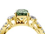 Yellow gold Fancy Green Emerald  Three-Stone Diamond Ring with Pavé Split Shank and Four-Prong Setting_65